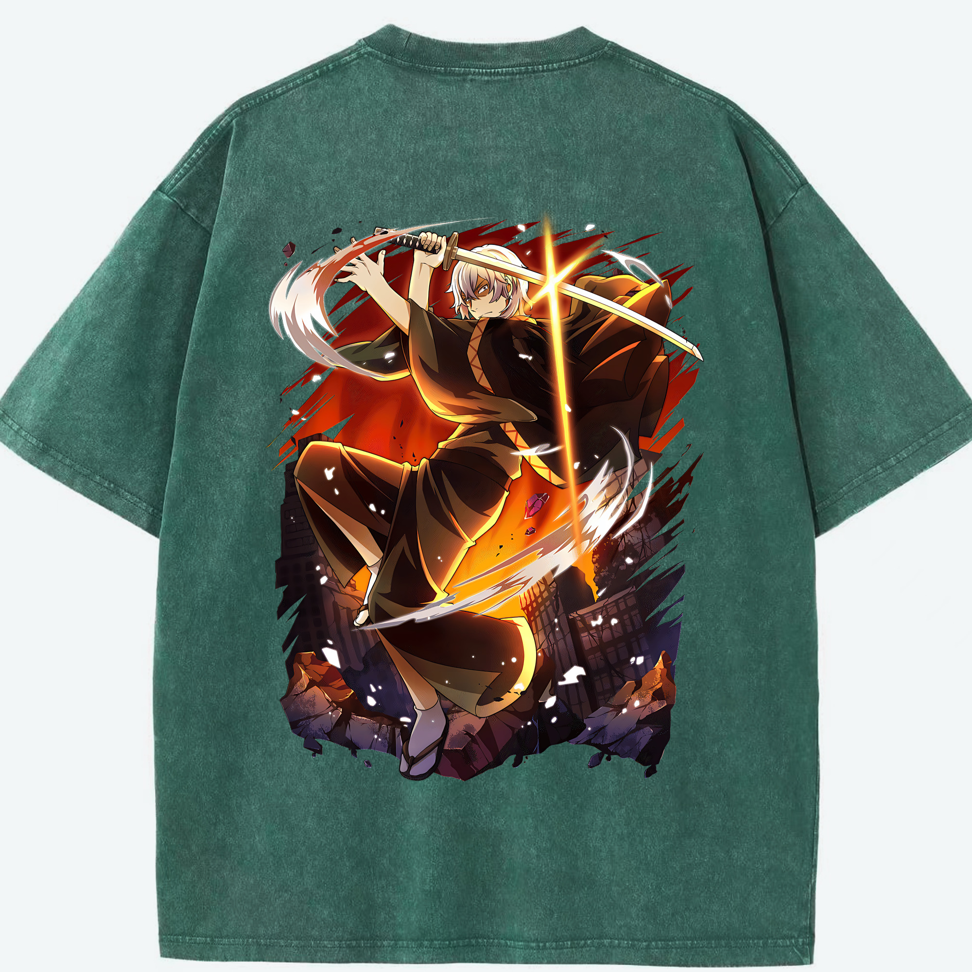 （画像用） 文豪ストレイドッグス Bungo Stray Dogs 綿100% ヴィンテージ風 半袖Tシャツ（背面プリント）